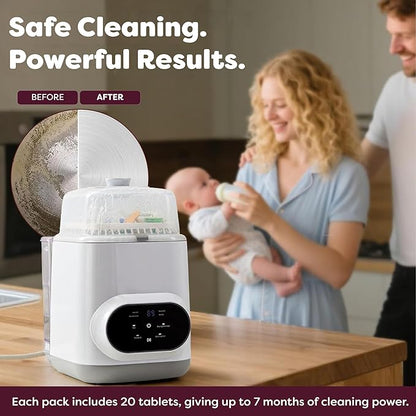 Descaling Tablets 20 Count - Compatible with Momcozy & Baby Brezza and Grownsy Bottle Washer Sterilizers & Warmers - Descaler for Milk & Limescale Removal