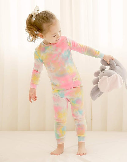 VAENAIT BABY 12M-12Y Toddler Kids Boys Girls 100% Cotton Marbling Tiedye Sung Fit Sleepwear Pajamas 2pcs Pjs Set
