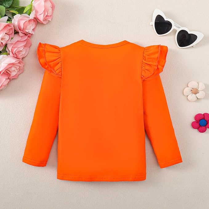 12M-14Y Toddler Baby Girls T Shirt Solid Color Blouse Ruffle Top Cotton Casual Tees Plain Shirt
