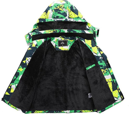 Kid's Ski Jacket Waterproof Winter Coat Boy's and Girl's Fleece Snowboarding Jackets with Detachable Hood