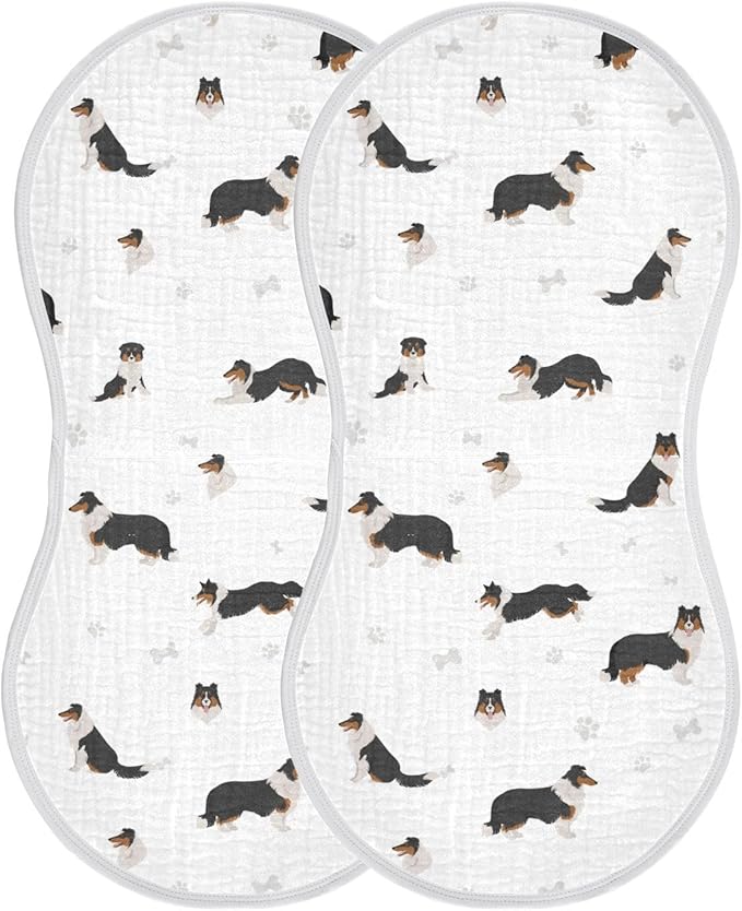 vvfelixl Burp Cloths Rough Collie Dog for Baby Boy Girls Baby Washcloths Burp Rags 1 Pack