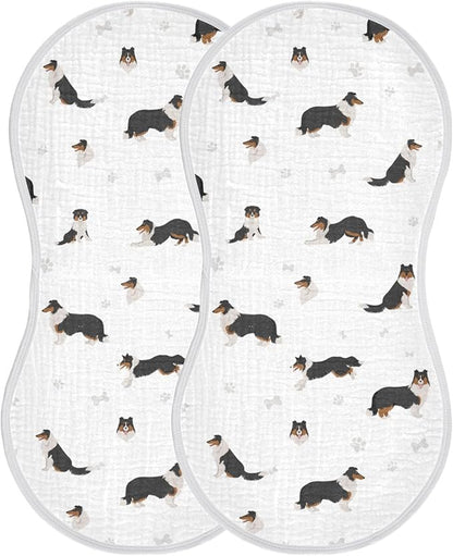vvfelixl Burp Cloths Rough Collie Dog for Baby Boy Girls Baby Washcloths Burp Rags 1 Pack