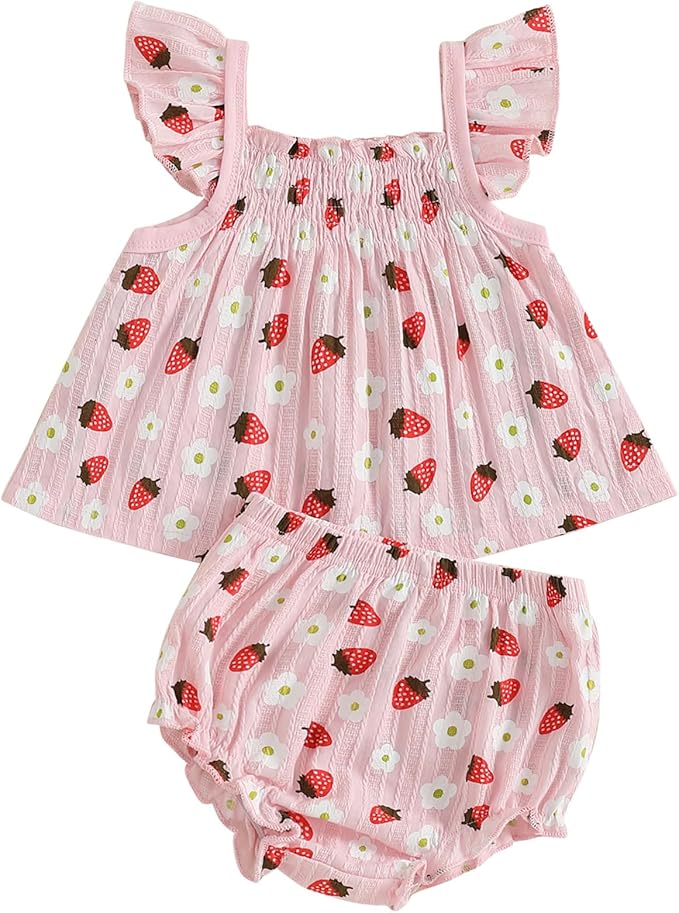 Mubineo Baby Girl Summer Clothes Cute Ruffle Tops Dress Shorts Outfits Set Infant Toddler Shrit Bloomers Princess Outfit