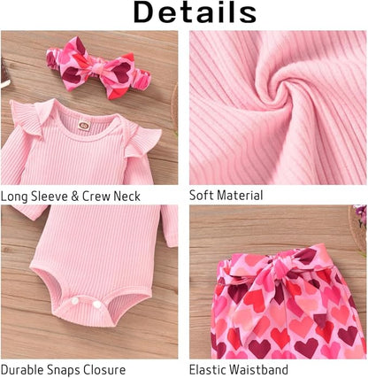 Aalizzwell Preemie Newborn Infant Baby Girls Clothes Ribbed Romper Bodysuit Pants Set Fall Winter Outfits