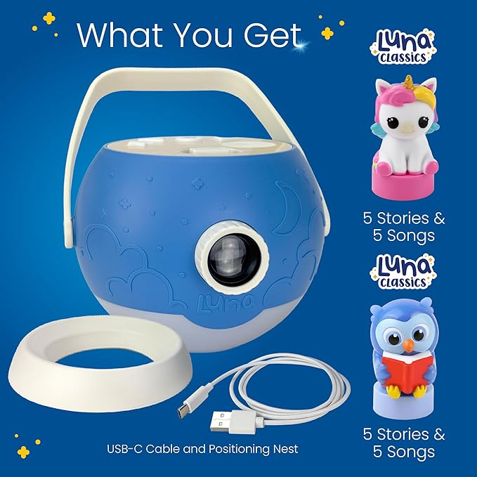 Kids Book Projector - 5 Unicorn & 5 Classic Read-Aloud Stories, 10 Songs, Night Light & Soothing Dream Music | Children Ages 3+ Storytime Projector for Kids & Toddlers | Owl & Unicorn