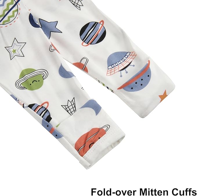 Aablexema Baby Nightgowns Rayon of Bamboo, 2Pcs Newborn Sleeper Gown with 2-way Zipper, Flip Mittens & Foot Cover