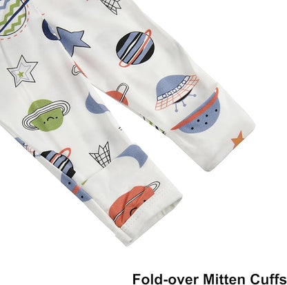 Aablexema Baby Nightgowns Rayon of Bamboo, 2Pcs Newborn Sleeper Gown with 2-way Zipper, Flip Mittens & Foot Cover