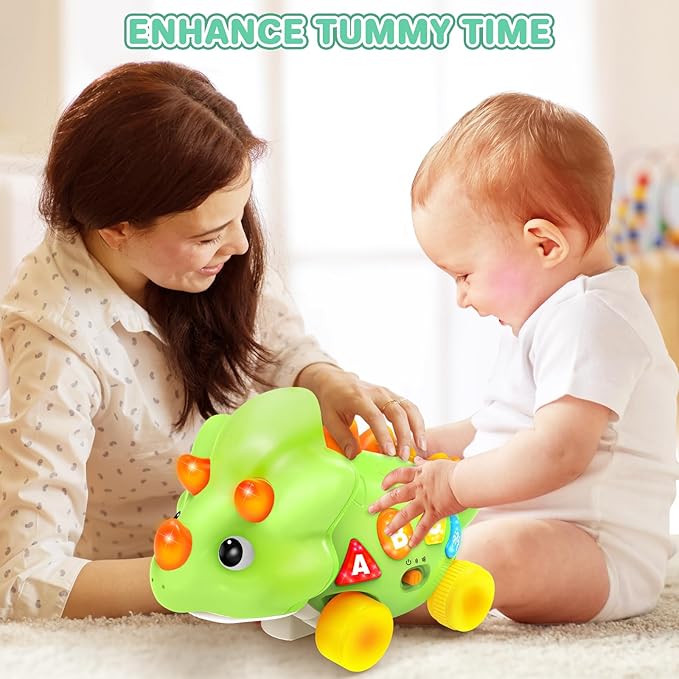 BainGesk Dinosaur Crawling Toys for 1 Year Old Boy, Musical Baby Toys for 6-12 Months, Early Development Learning Toys for 12-18 Months Boys Girls, Birthday Gifts for 1-2 Year Old Toddlers