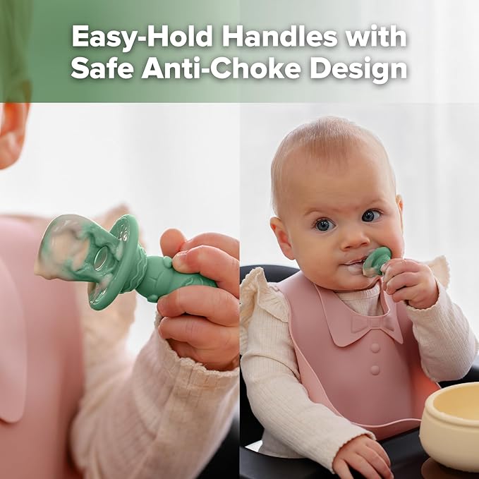 Haakaa Silicone Baby Spoons Self Feeding 6 Months – Baby Utensils with Anti-Choke Astronaut Handle, Easy-Grip, Gum-Friendly, Durable & Safe – Baby Spoons for BLW & First Stage Feeding