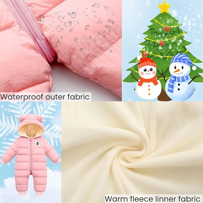 Ohrwurm Baby Snowsuit Winter Coat Fleece Lining Warm Hoodie Romper Puffer Jacket