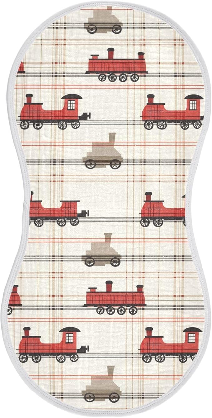 vvfelixl Muslin Burp Cloths Intage Steam Train Baby Washcloths for Baby Girl Boys 2 Pack