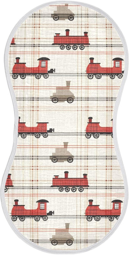 vvfelixl Muslin Burp Cloths Intage Steam Train Baby Washcloths for Baby Girl Boys 2 Pack