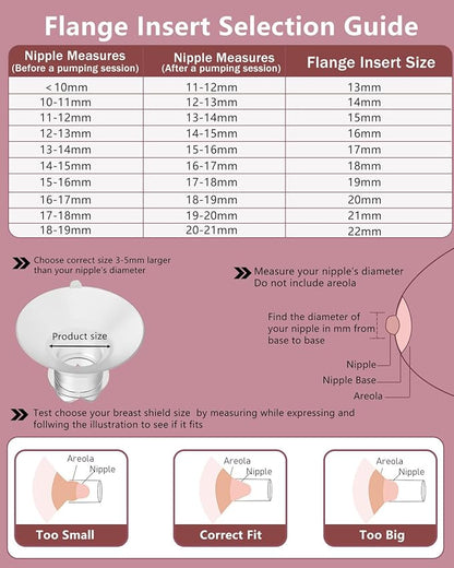 Upgraded Flange Inserts 16mm for 24mm Flange/Shield of Most Pumps Compatible with Momcozy/Medela/Spectra/eufy/Elvie/Lansinoh/TSRETE/Paru Breast Pump, Reduce 24mm Nipple Tunnel Down to 16mm, 4PCS