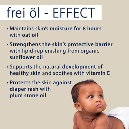 frei öl Baby Oil – 100% natural ingredients – for babies, kids & adults – fragrance-free, vegan, soothes sensitive skin & helps with eczema – protects against diaper rash – 4.7 fl oz