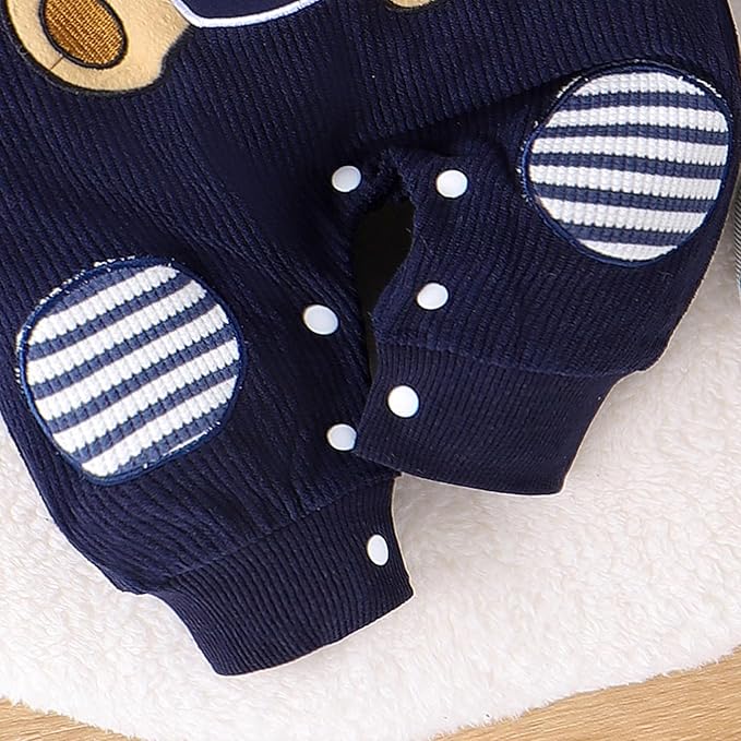 Baby Boy Clothes Newborn Hoodie Romper Fall Winter One-piece Outfit Infant Cute Cartoon Clothing Set 0-18 Months