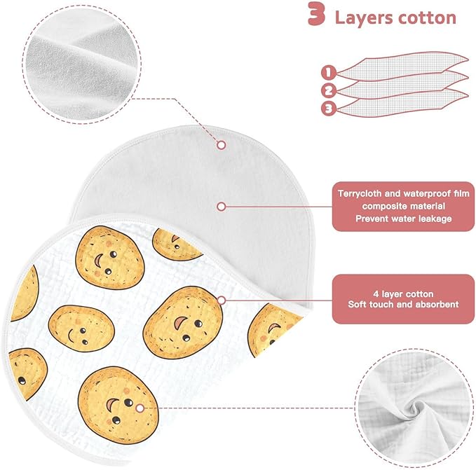 vvfelixl Baby Burp Cloths Potato Baby Baby Newborn Cotton Burping Cloths Set Baby Washcloths 4 Pack