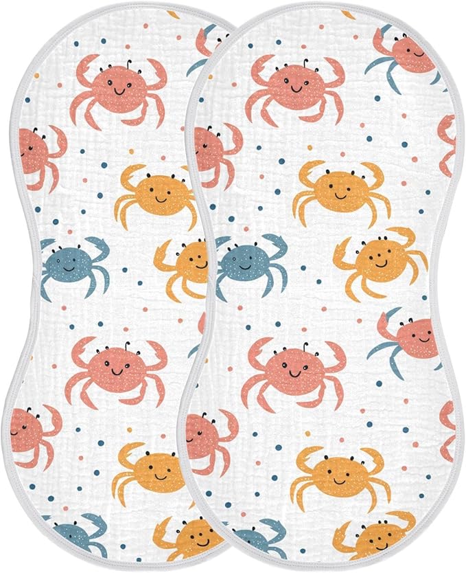vvfelixl Colorful Crab Burp Cloths for Baby Boy Girls Baby Washcloths Burp Rags 1 Pack
