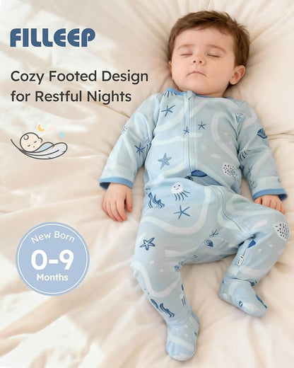 Baby Sleepers 3 Pack Cotton Pajamas for Newborn 0-3 3-6 6-9 Months Boys Girls Clothes Sleep 'N Play Footie PJs