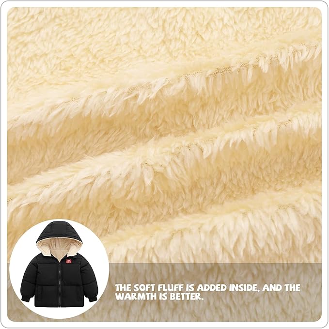 Baby Girl Winter Fleece Coat Toddler Boy With Hood Puffer Jacket Down Outerwear