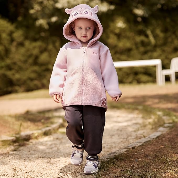 DAVE&BELLA Toddler Fleece Jacket, Baby Boys Girls Animal-shaped Hooded Zipper Long Sleeve Warm Spring Autumn Outerwear Coat