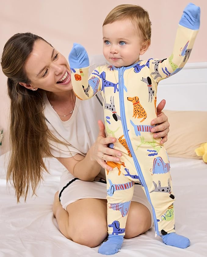 Bamboo Viscose Baby Convertible Footie Pajama, Zipper Pajamas for Baby Boys & Girls, Sleep & Play Footed Pjs