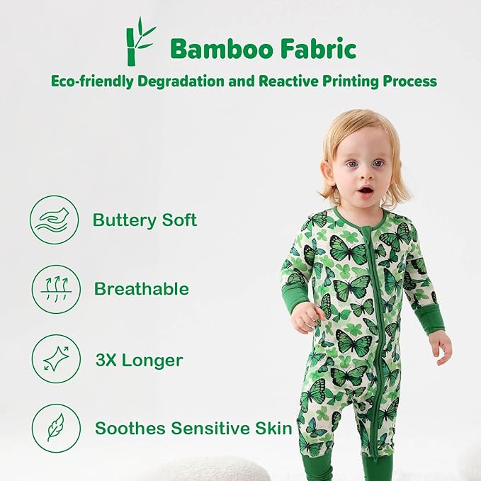 Unisex Infant Neutral Zipped Footies, Viscose from Bamboo 2-Way Zipper Romper Outfit, 0-24 Months One-piece Jumpsuit
