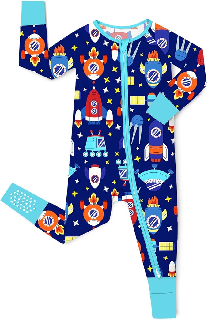 Bamboo Viscose Baby Convertible Footie Pajama, Zipper Pajamas for Baby Boys & Girls, Sleep & Play Footed Pjs