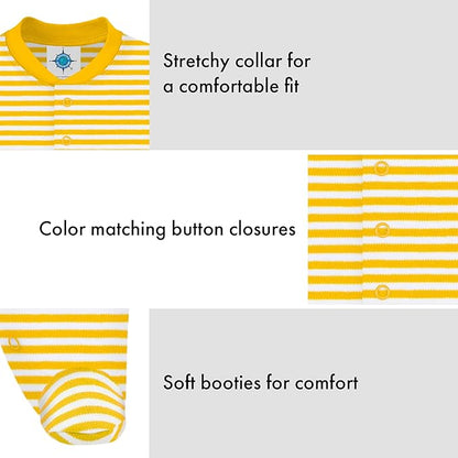 Creative Knitwear College Baby Striped Footed Romper - Team Logo, Multiple Colors, for Boys & Girls (0-9 Months)