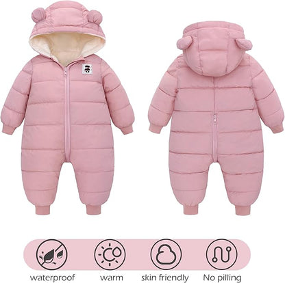 LAT Baby Snowsuit Winter -Super Warm New Born baby girls Jacket Hoodie Romper -Unisex Coat Toddler Clothes