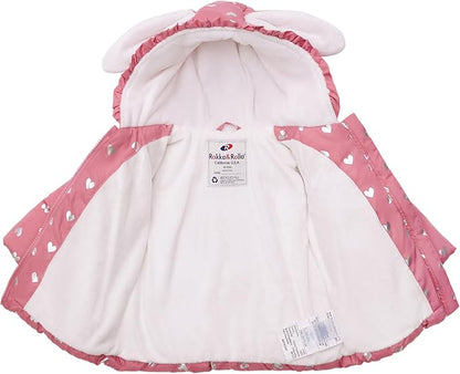 Rokka&Rolla Baby Girls' Water-Resistant Soft Mini Fur Lined Puffer Jacket Winter Coat for Newborn Infant Toddler