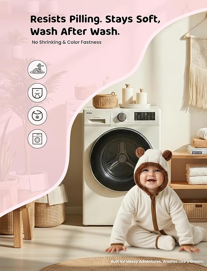 PATPAT Fleece Hooded Footed Clothes, Soft Warm Footie Covers, Car Seat Friendly, Easy Zip,Cute Romper Newborn Infant Jumpsuit