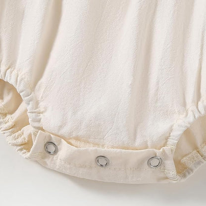 Baby Girl Romper Fall Clothes Ruffle Sleeveless Onesie Crochet Floral Bubble Romper Infant Bodysuit Boho Outfit