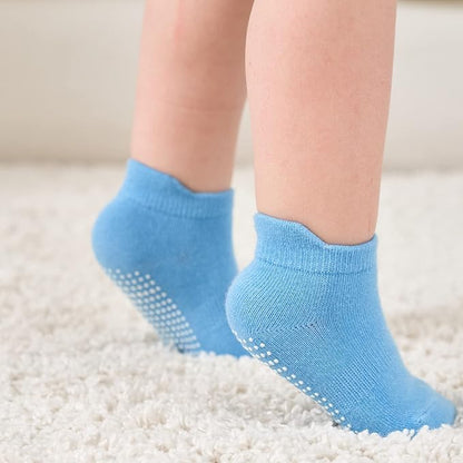 Zaples Baby Non Slip Grip Ankle Socks with Non Skid Soles for Infants Toddlers Kids Boys Girls