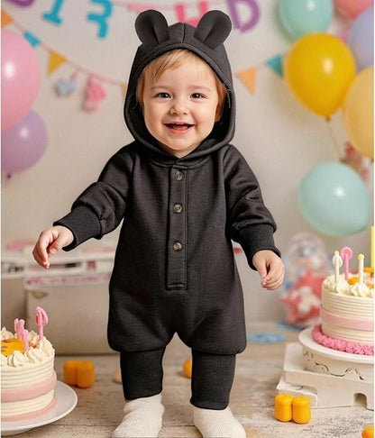 Unisex Baby Hooded Jumpsuit Infant Boy Girl Long Sleeves Romper Fall Winter Spring Outfits Preemie-18 Months
