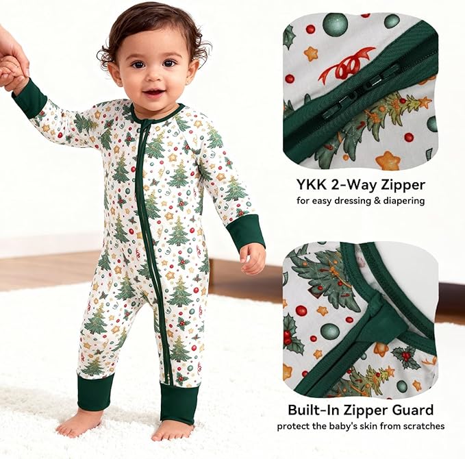 Weiwei Pajamas for Baby Boys & Girls Footies, Viscose from Bamboo Baby Romper, Baby Sleepers, 2-Way Zippy PJs, YKK