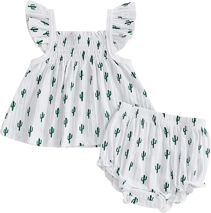 Mubineo Baby Girl Summer Clothes Cute Ruffle Tops Dress Shorts Outfits Set Infant Toddler Shrit Bloomers Princess Outfit
