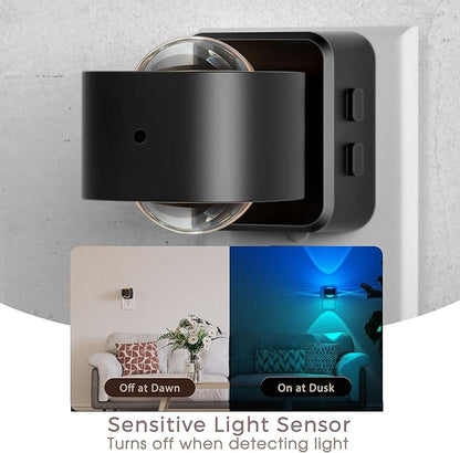 Briignite Night Light Projector, RGB Color Changing Night Light for Kids, 180° Rotating Night Lights Plug into Wall, Dusk to Dawn Sensor, RGB Ambient Lighting for Gaming Room Bathroom Gifts, 2 Pack