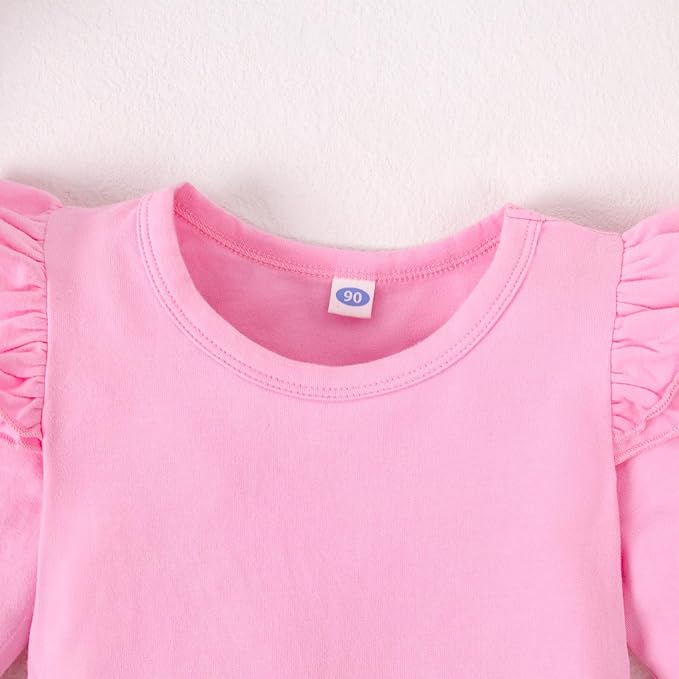 Magic Park 0-24M Infant Girl Romper Baby Girls Solid Color Bodysuit Toddler Ruffle Jumpsuit Shirts Casual Tops Baptism Shirt