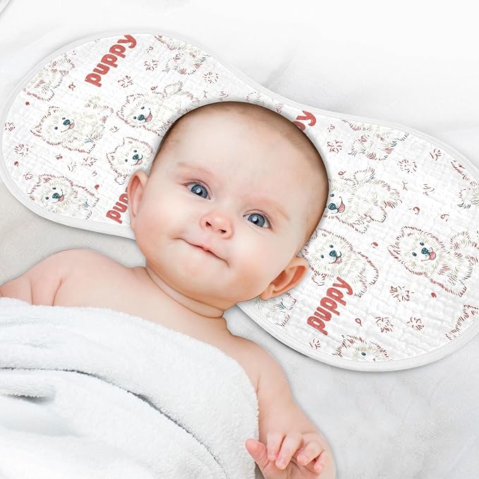 vvfelixl Muslin Burp Cloths Cute Puppy Samoyed Baby Washcloths for Baby Girl Boys 2 Pack