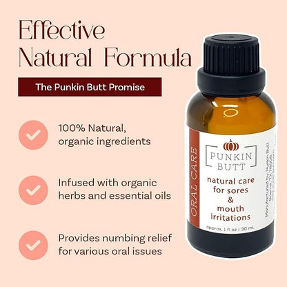 Punkin Organic Tooth & Gum Relief Oil - Pre-Diluted Clove Essential Oil Herbal Blend | Natural Daily Use Soothing Drops for Mouth Irritation | Chamomile & Peppermint Infusion (1oz)