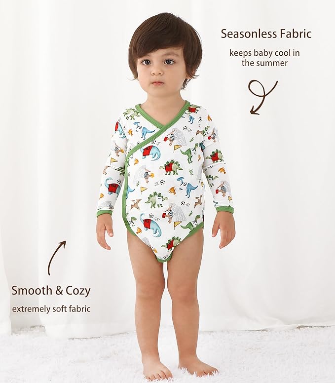 Baby Viscose from Bamboo Bodysuit for Boys Girls Long Sleeve Romper Soft Outfits for Infant One-Piece Cute Clothes