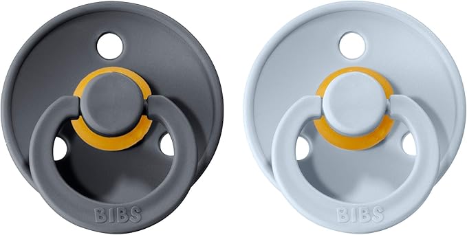 Bibs Colour Pacifier 2-Pack | BPA Free Soother, Round Nipple. Natural Rubber Latex,