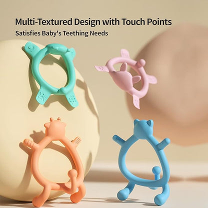 Pigeon Silicone Animal-Shaped Baby Teether, Orange Deer, 6M+, 1 Count – Multi-Textured Teething Relief Toys, Lightweight & Easy to Grasp