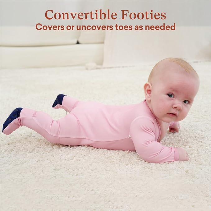 Baby Zipper Footies Pajamas, One-Piece Zip Front Jumpsuit for Boys Girls, Newborn to 24 Months