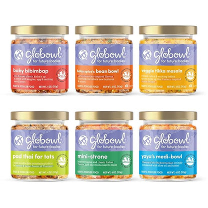 Globowl Variety 6 Pack – Organic Baby Food with International Flavors, Recyclable Packaging & Nutrient‑Rich Meals for Toddlers and Babies