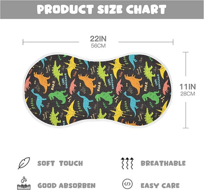 vvfelixl Burp Cloths Colored Dino Dinosaurs for Baby Boy Girls Baby Washcloths Burp Rags 1 Pack Black
