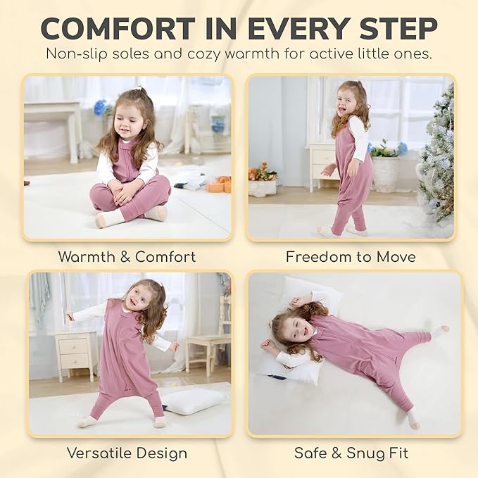 Mama Cheetah Toddler Sleep Sack with Feet, 1.0 TOG Organic Cotton Baby Wearable Blankets with Legs, Baby Sleeping Bag for Walkers, Early Walker 6-18 Month