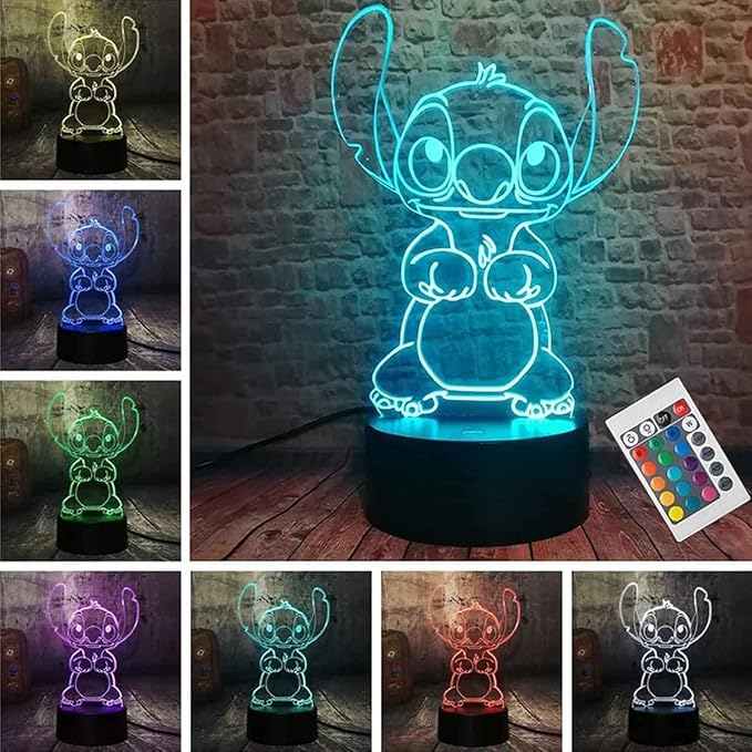 3D Illusion Night Light, 16 Color Night Light - 3D LED Intelligent Remote Control Lamp for Children's Room Decoration and Children's Gifts