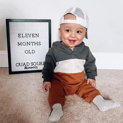 BemeyourBBs Newborn Baby Boy Clothes Color Block Long Sleeve Zipper Hooded Romper with Pocket Fall Winter One Piece Outfits