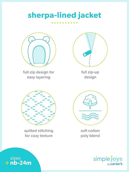 Simple Joys by Carter's Baby Hooded Sweater Jacket with Sherpa Lining